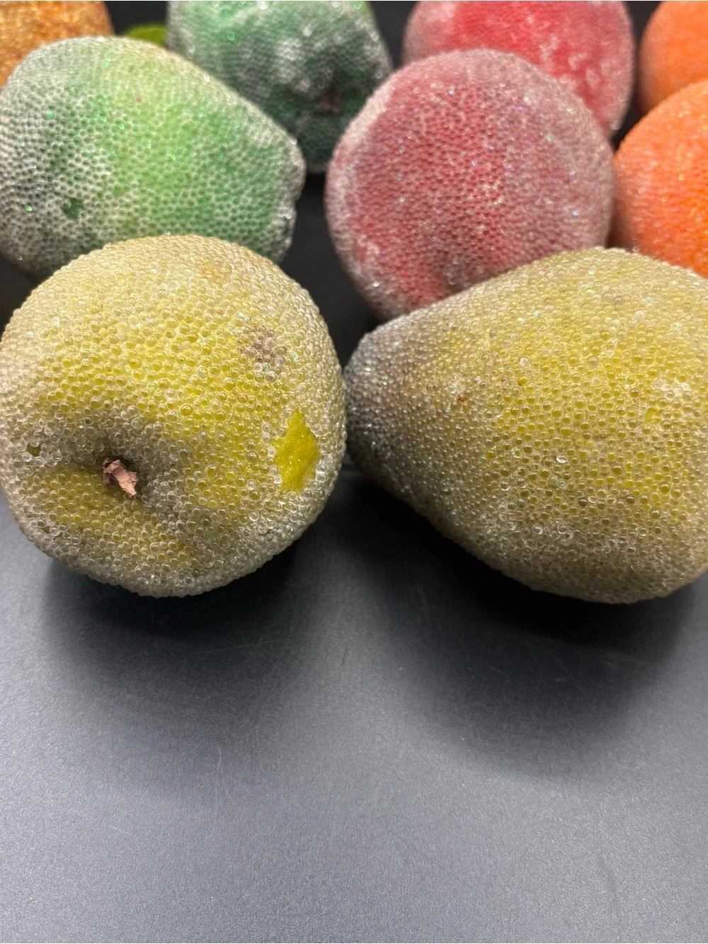 Vintage Fruit Beaded Faux Decor 90s Set of 13 Apple Orange Pear Grapes